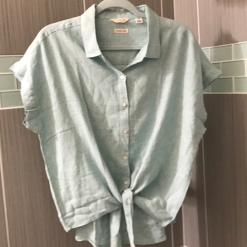 Weatherproof Vintage Green washable linen shirt